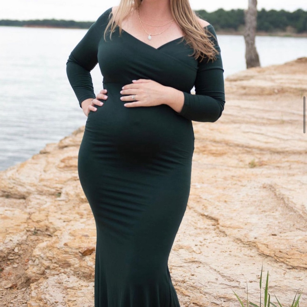 Forest green maternity dress
